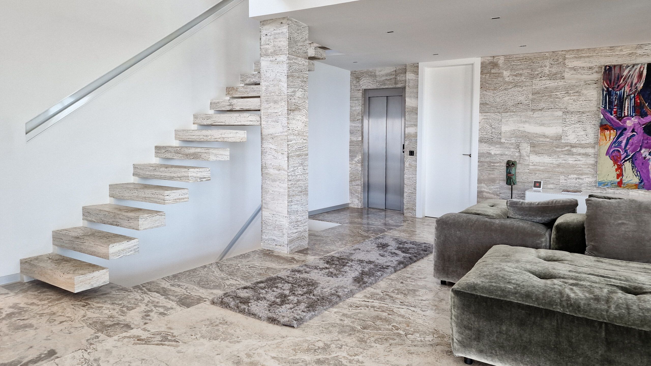 Salón de Travertino Silver White