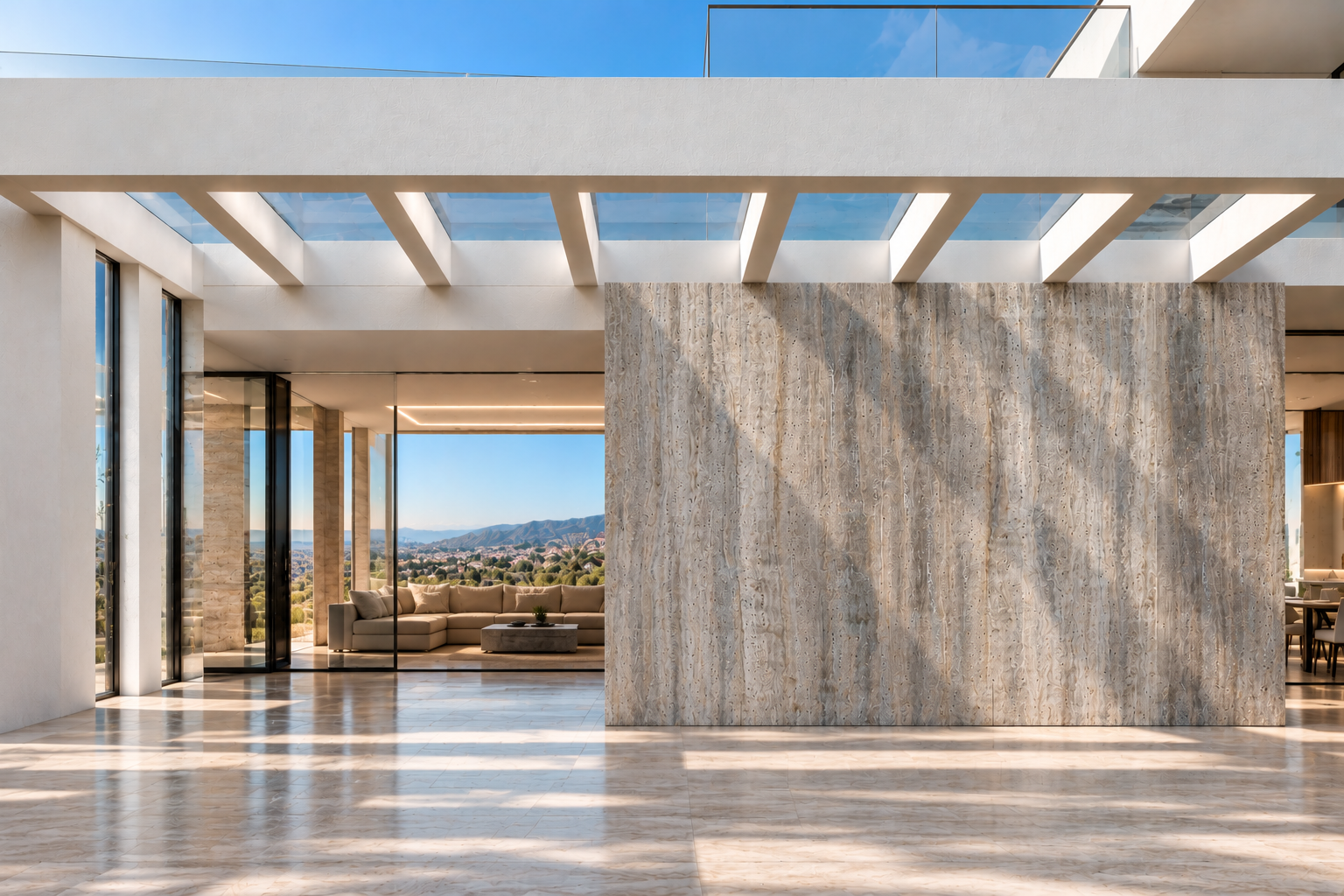 Fachada de Travertino Silver Grey apomazado